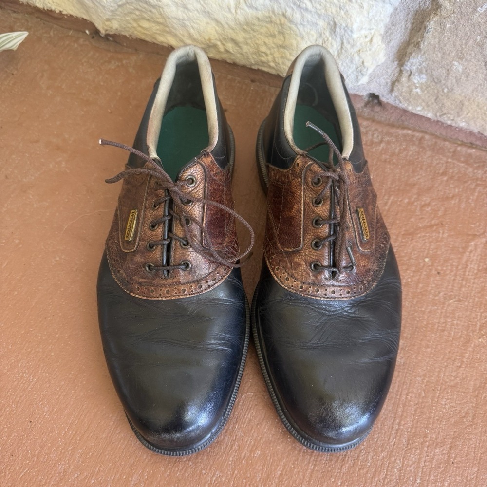 VTG Footjoy Premiere Classics Dry Lizard Black Brown Leather Golf Shoes 10